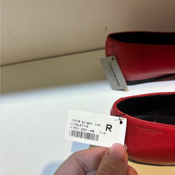 Red Leather Mary Jane Flats - Picture 5 of 6